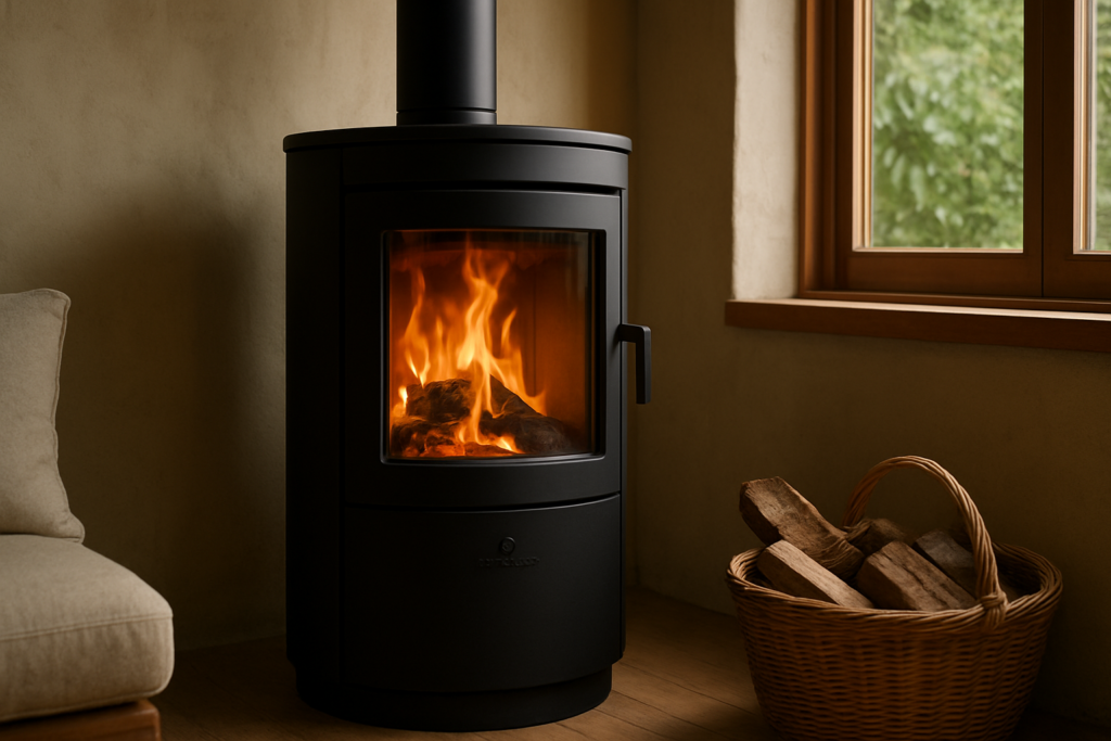 Poele à bois Max Blank : haut rendement et autonomie pour un chauffage écologique